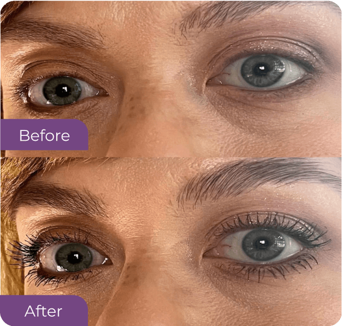 Diane Mercer’s lashes before VolumeCare+ Mascara
