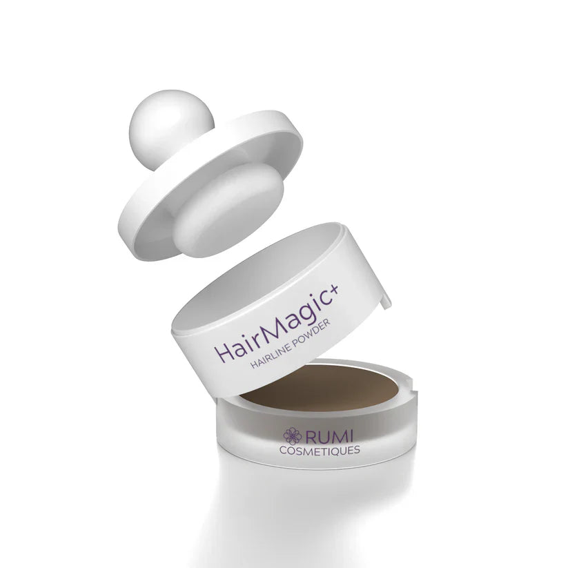 HairMagic+ hairline powder compact for thinning hair and grey root coverage – lightweight, travel-friendly, and touch-up ready