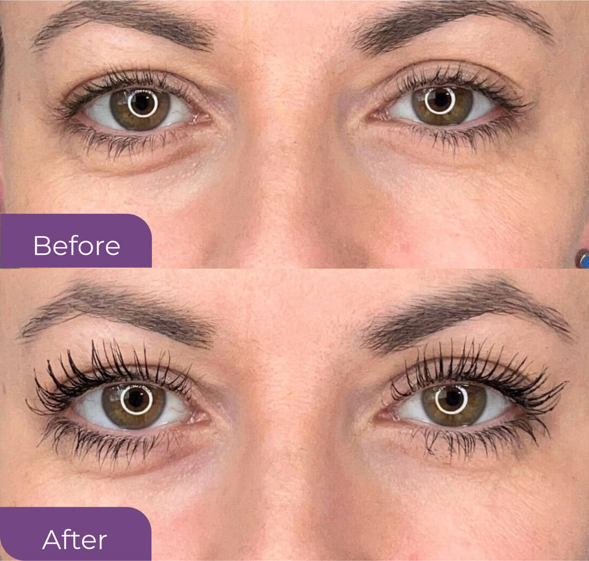 Susan Fletcher’s lashes before VolumeCare+ Mascara